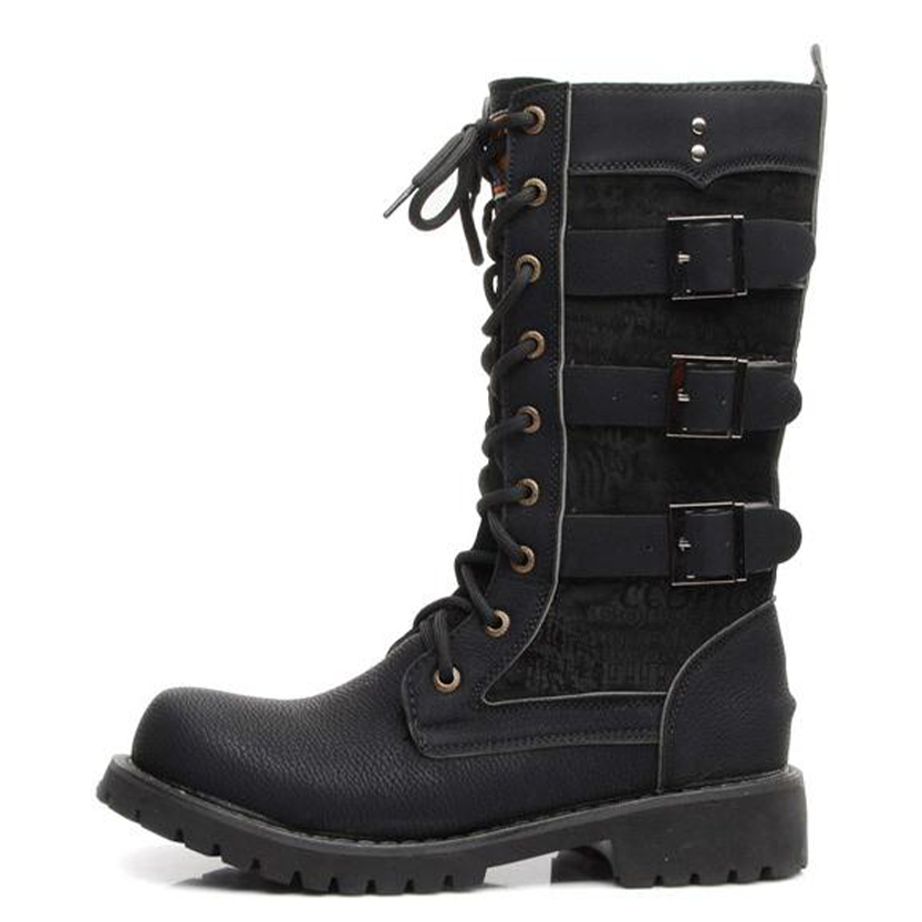 Funki Findz | Boots | Men's Gothic Motorcycle Mid-Calf Boots