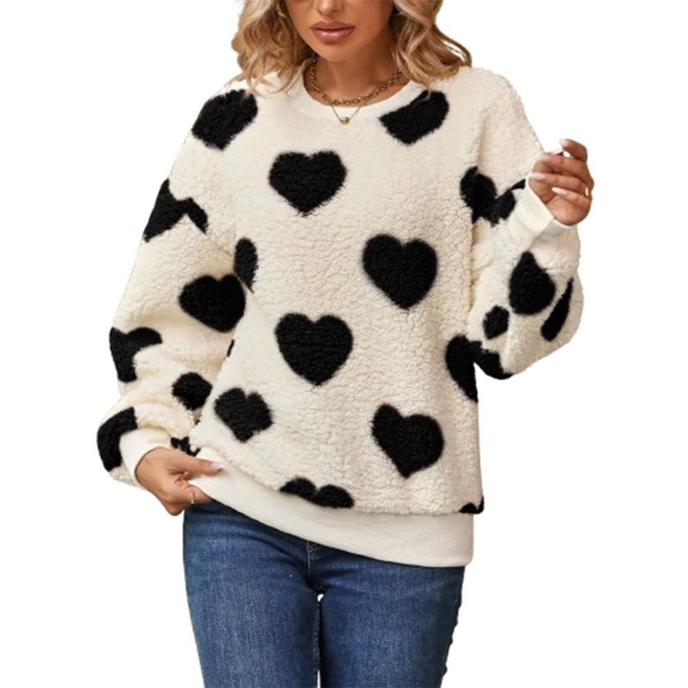 Funki Findz | Sweaters | Women's Cute Fuzzy Heart Sweatshirt