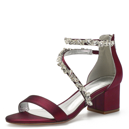 Funki Findz | Shoes | Women's Crystal Satin Low Prom Sandals