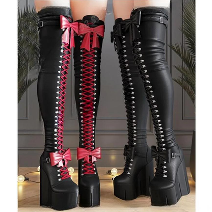 Funki Findz | Boots | Women's Over Knee Butterfly Bow Boots