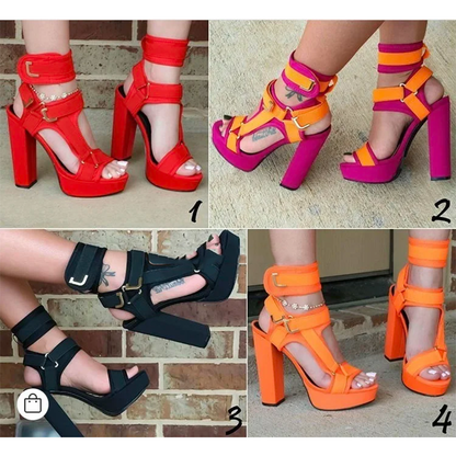 Funki Findz | Shoes | Women's Chunky Heel Strappy Sandals