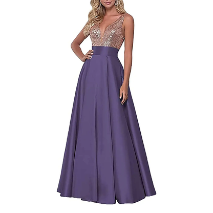 Funki Findz | Dresses | Women's Satin Sequin Evening Dress