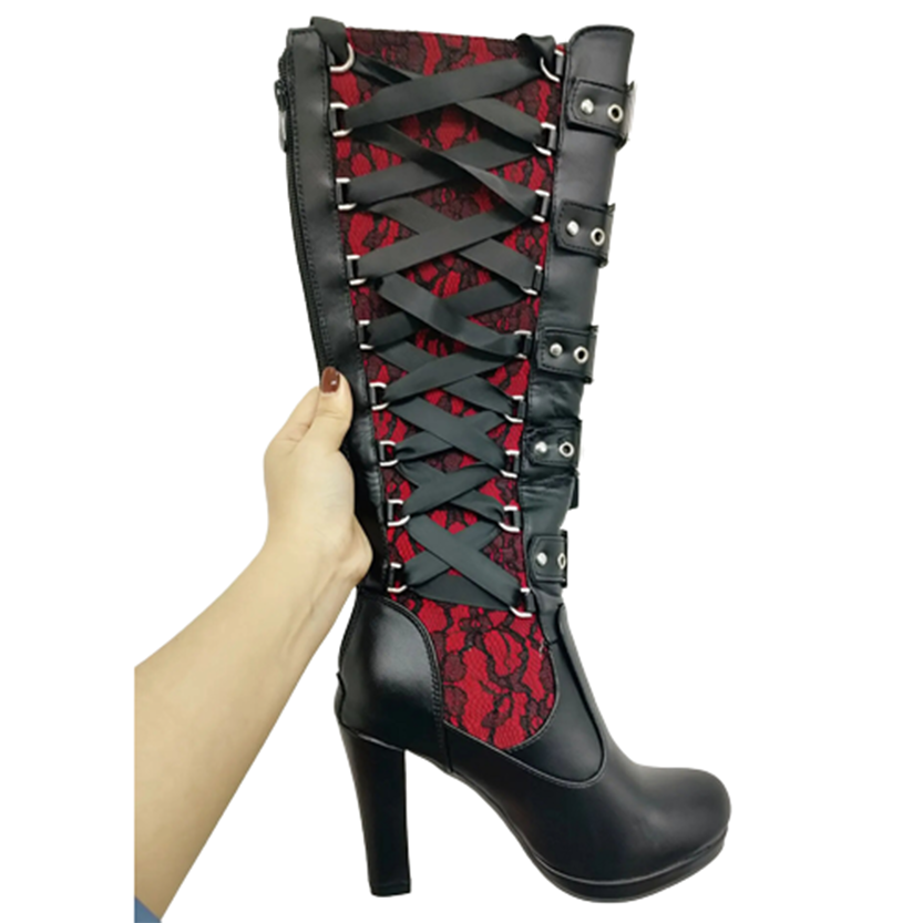 Funki Findz | Boots | Women's Ribbon Lace Up Platform Boots