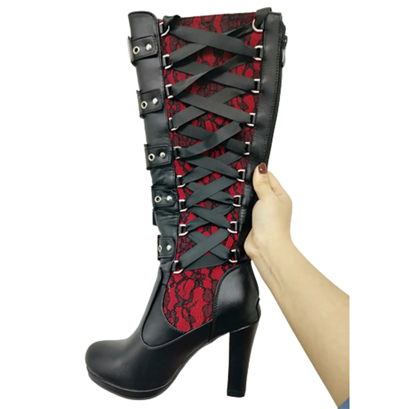 Funki Findz | Boots | Women's Ribbon Lace Up Platform Boots