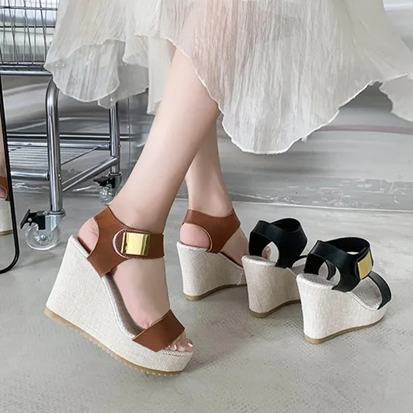 Funki Findz | Shoes | Women's Hign Buckle Strap Wedge Sandal