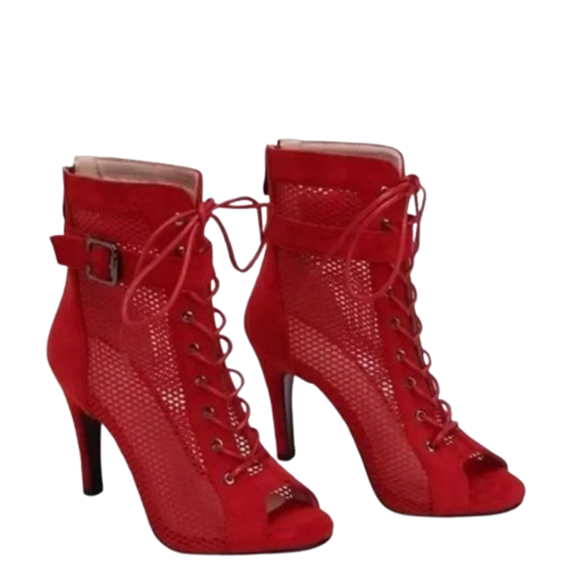 Funki Findz | Boots | Women's Mesh Lace Up Buckle Ankle Boots