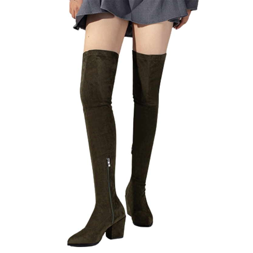 Funki Findz | Boots | Women's Square Mid Heel Over Knee Boots
