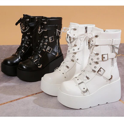 Funki Findz | Boots | Women's Multi Strap Gothic Platform Boots