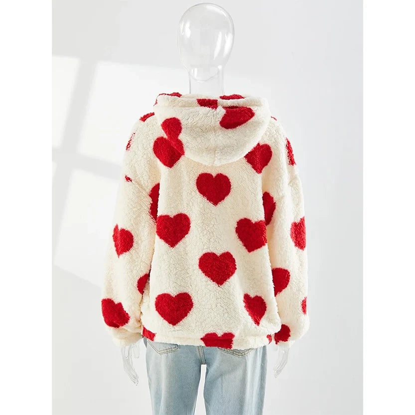 Funki Findz | Sweaters | Women's Hooded Heart Print Pullover