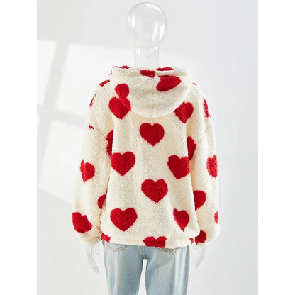 Funki Findz | Sweaters | Women's Hooded Heart Print Pullover