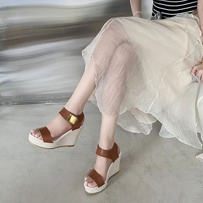 Funki Findz | Shoes | Women's Hign Buckle Strap Wedge Sandal