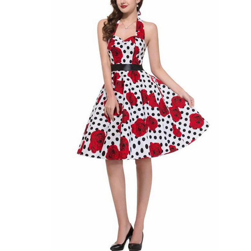 Funki Findz | Dresses | Women's Polka Dot Swing Halter Dress