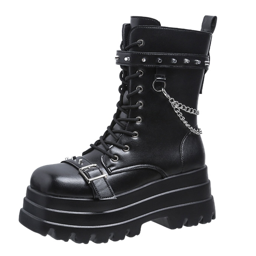 Funki Findz | Boots | Women's Gothic Square Toe Platform Boots