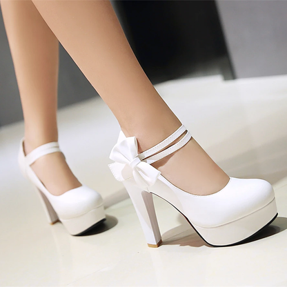 Funki Findz | Shoes | Women's Cute Ankle Bow Wedding Heels