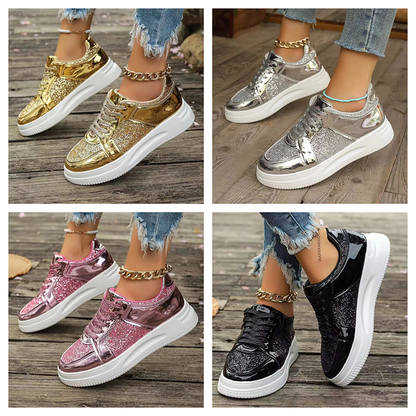 Funki Findz | Shoes | Women's Gold Sequins Platform Sneakers