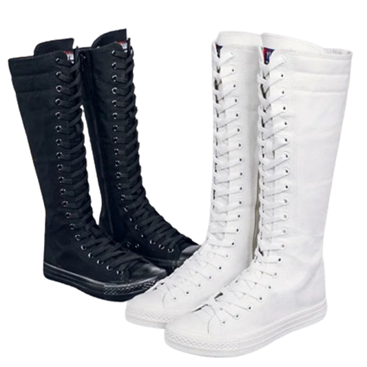 Funki Findz | Boots | Women's Canvas Knee High Lace Up Boots