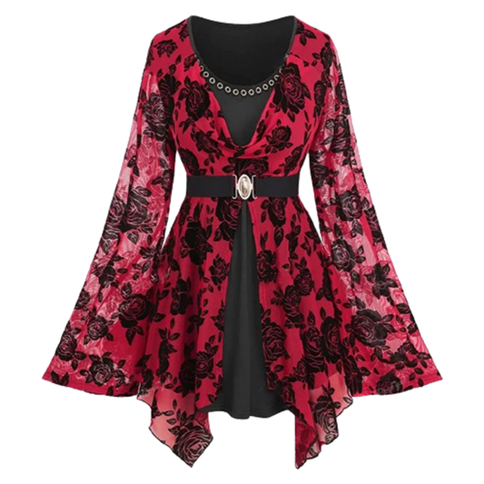 Funki Findz | Shirts | Women's Gothic Rose Flower Tunic Top