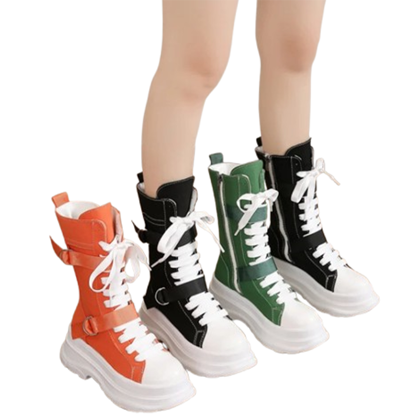 Funki Findz | Boots | Women's Canvas Chunky Platform Boots