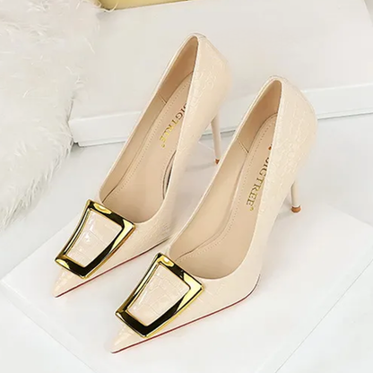 Funki Findz | Shoes | Women's Metal Buckle Pointed Toe Pumps