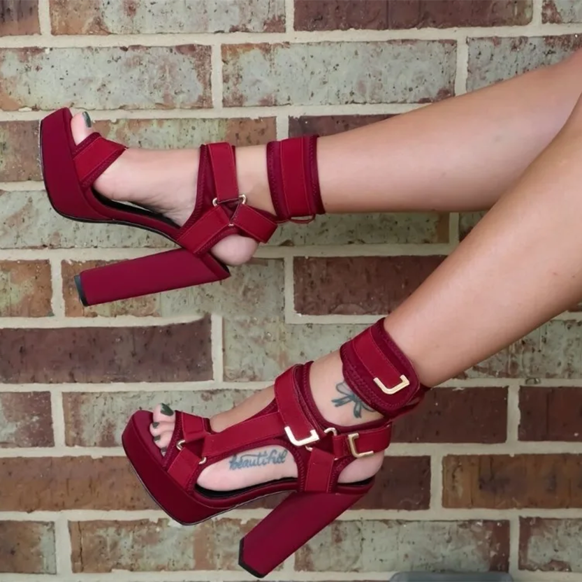 Funki Findz | Shoes | Women's Chunky Heel Strappy Sandals