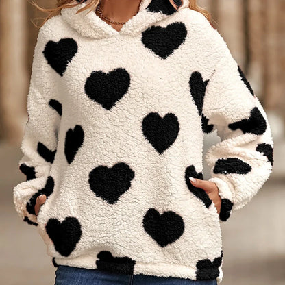 Funki Findz | Sweaters | Women's Hooded Heart Print Pullover