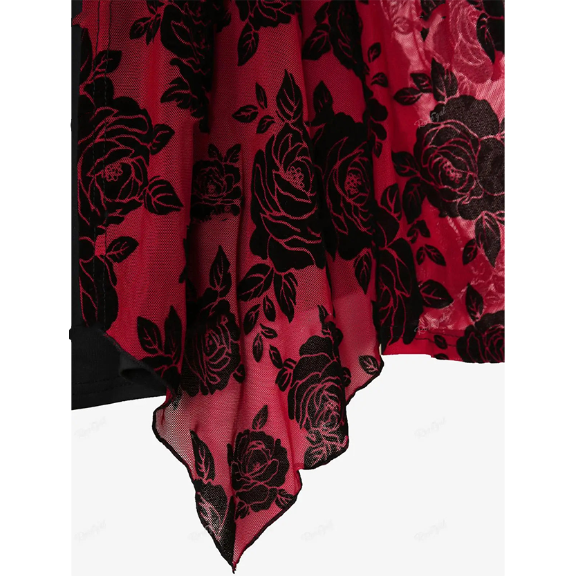 Funki Findz | Shirts | Women's Gothic Rose Flower Tunic Top