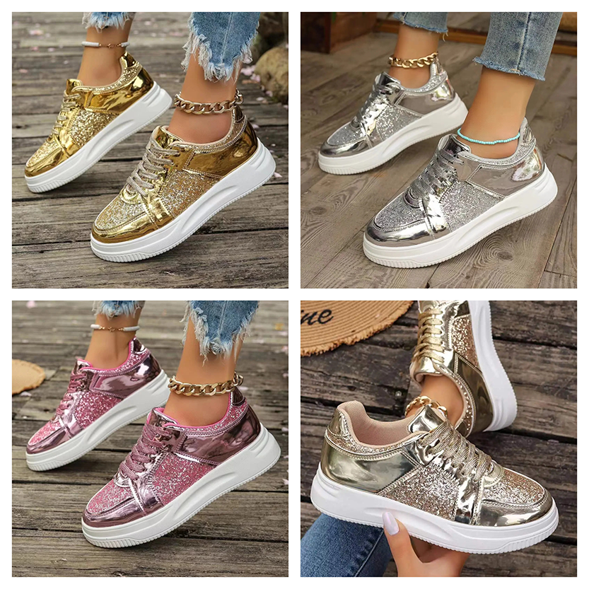 Funki Findz | Shoes | Women's Gold Sequins Platform Sneakers