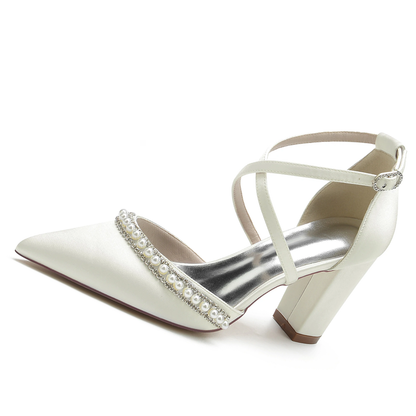 Funki Findz | Shoes | Women's Satin Pearl Bridal Evening Shoes