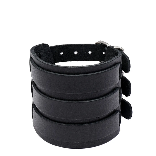 Funki Findz | Bracelets | Men's Leather 3 Tier Punk Wrist Band