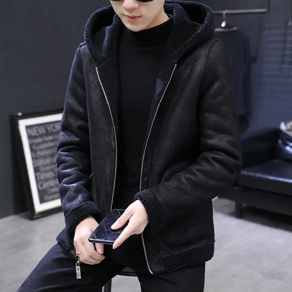 Funki Findz | Jackets | Men's Hooded Winter Faux Leather Jacket