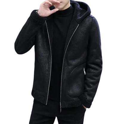 Funki Findz | Jackets | Men's Hooded Winter Faux Leather Jacket