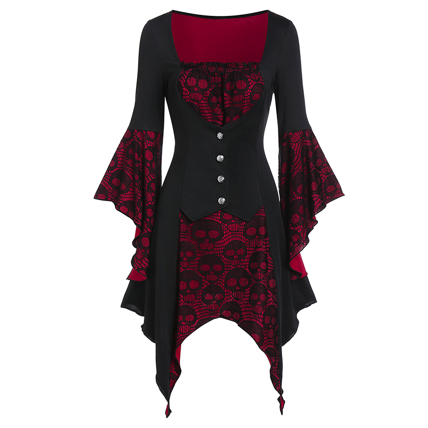 Funki Findz | Shirts | Women's Steampunk Skull Design Tunic Top