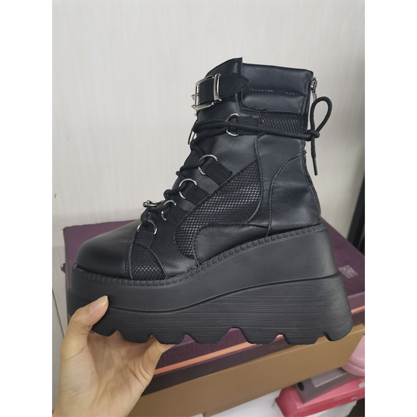 Funki Findz | Boots | Women's Goth Lace Up Platform Wedges