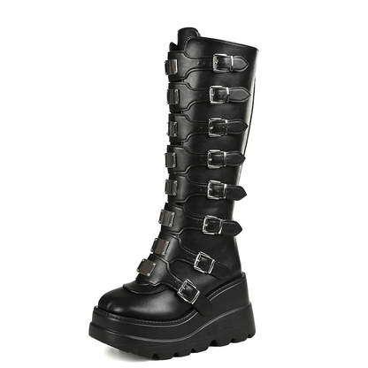 Funki Findz | Boots | Women's Punk Goth Multi Buckle Boots