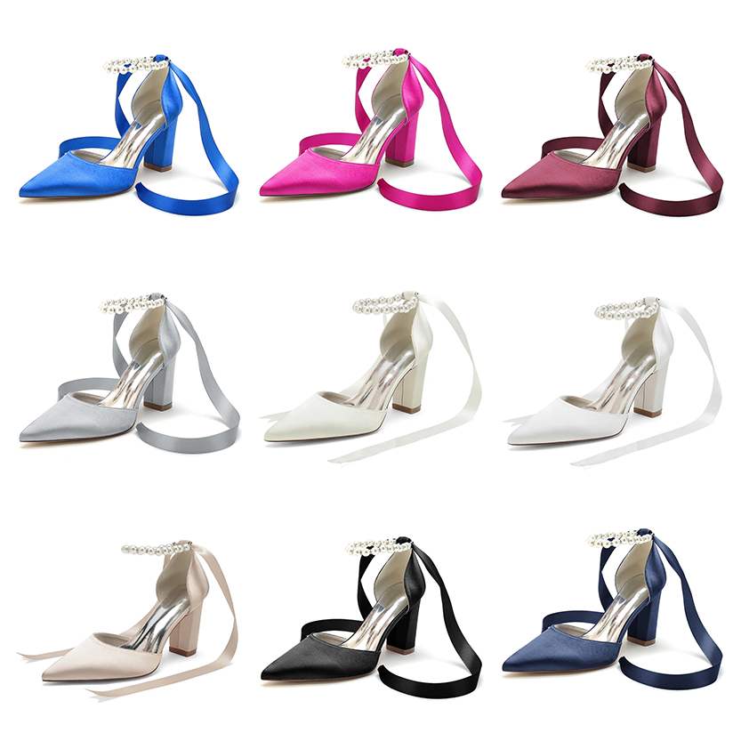 Funki Findz | Shoes | Women's Satin Pearl Ribbon Wedding Shoe