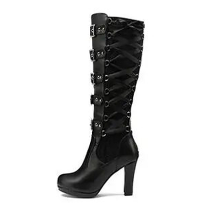 Funki Findz | Boots | Women's Ribbon Lace Up Platform Boots
