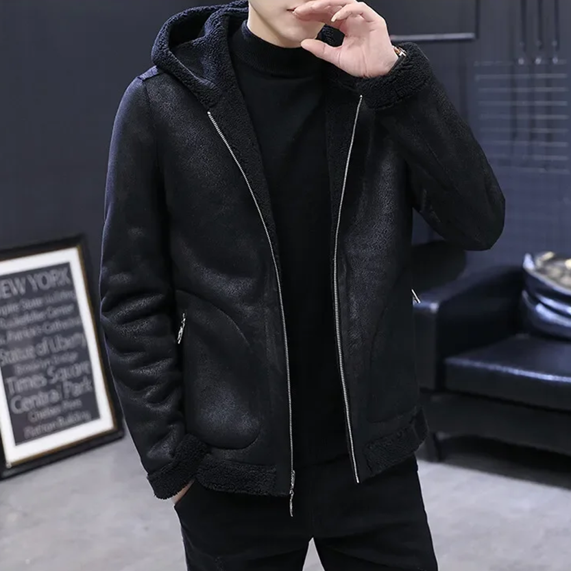 Funki Findz | Jackets | Men's Hooded Winter Faux Leather Jacket