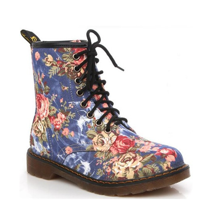 Funki Findz | Boots | Women's Canvas Flower Print Ankle Boots