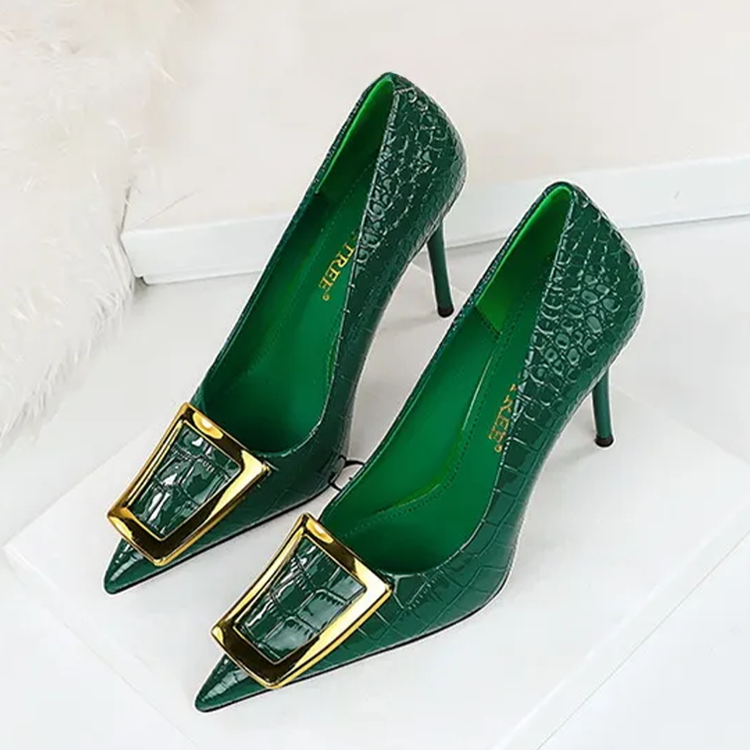 Funki Findz | Shoes | Women's Metal Buckle Pointed Toe Pumps