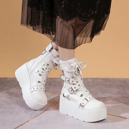 Funki Findz | Boots | Women's Multi Strap Gothic Platform Boots