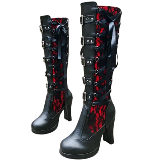 Funki Findz | Boots | Women's Ribbon Lace Up Platform Boots