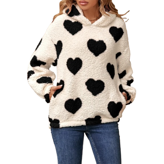 Funki Findz | Sweaters | Women's Fuzzy Heart Print Hoodie