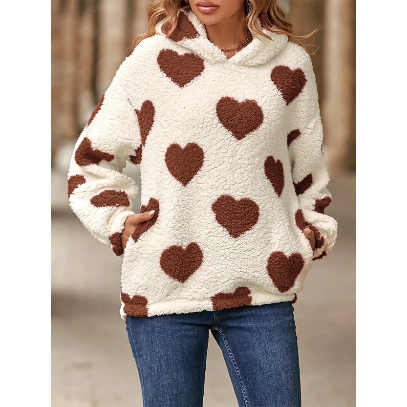 Funki Findz | Sweaters | Women's Hooded Heart Print Pullover