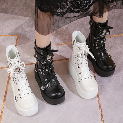 Funki Findz | Boots | Women's Multi Strap Gothic Platform Boots
