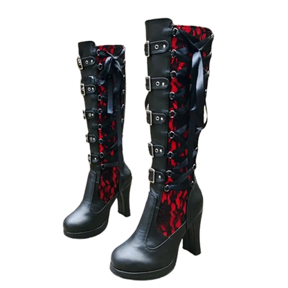 Funki Findz | Boots | Women's Ribbon Lace Up Platform Boots