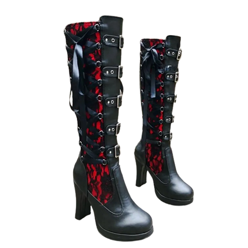 Funki Findz | Boots | Women's Ribbon Lace Up Platform Boots