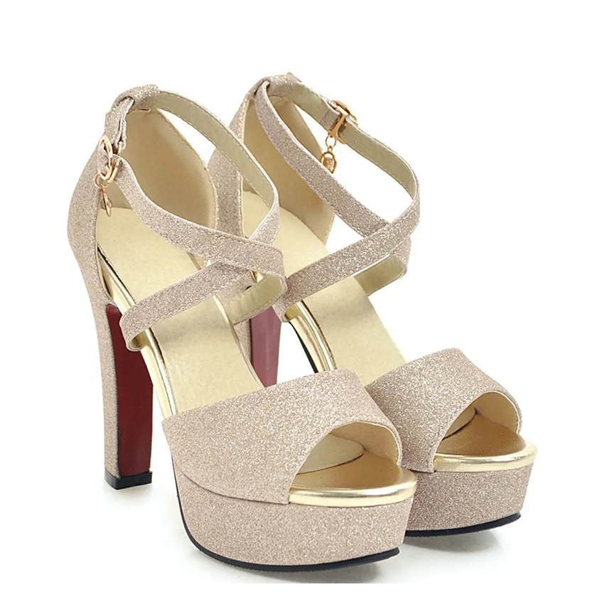 Funki Findz Shoes | Women's Sequin High Platform Sandals