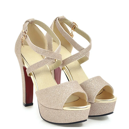 Funki Findz Shoes | Women's Sequin High Platform Sandals