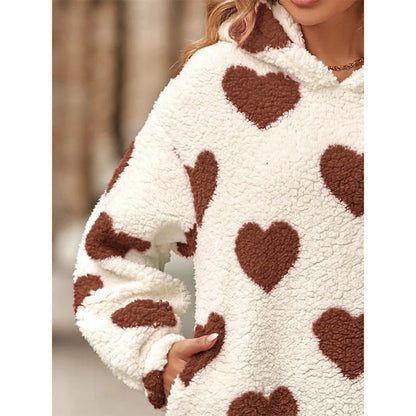 Funki Findz | Sweaters | Women's Fuzzy Heart Pocketed Hoodie
