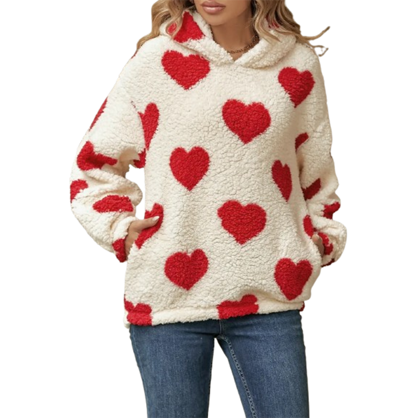 Funki Findz | Sweaters | Women's Fuzzy Heart Pocketed Hoodie